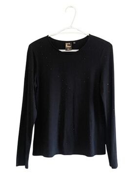 Reitmans “Rock & Shine” Collection Black Rhinestone Embellished Tee – Small NWoT